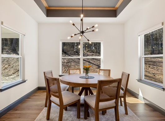 Designer Banded Shades in Dining Room