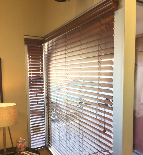 Hunter Douglas Everwood Faux Wood Blinds in Edward Jones Office