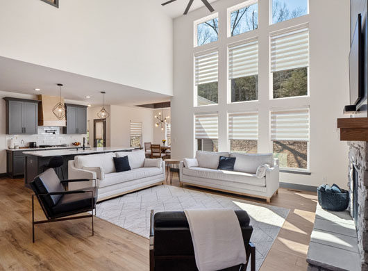 Designer Banded Shades in Great Room