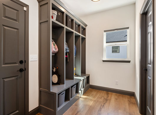 Designer Roller Shades in Hallway